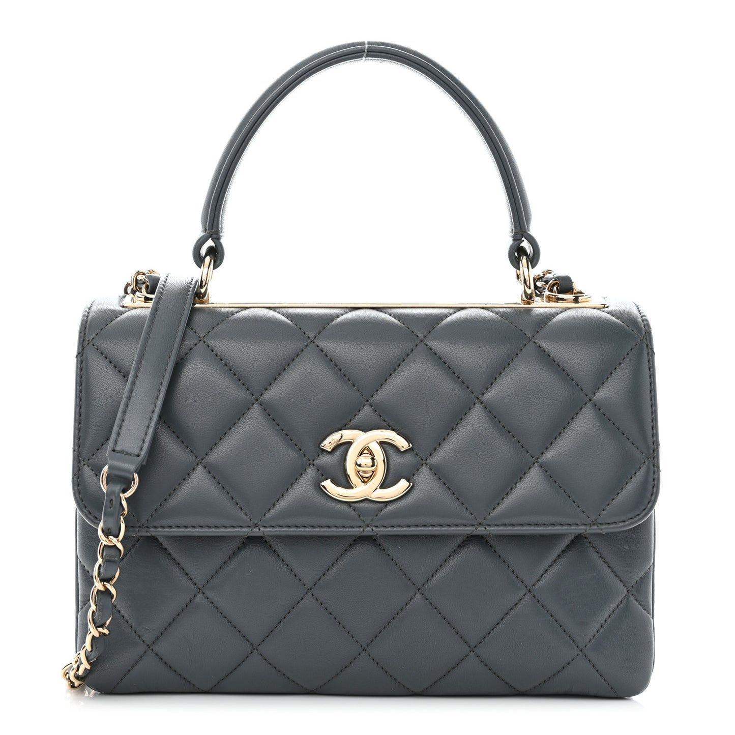 Lambskin Quilted Small Trendy CC Dual Handle Flap Bag Grey
