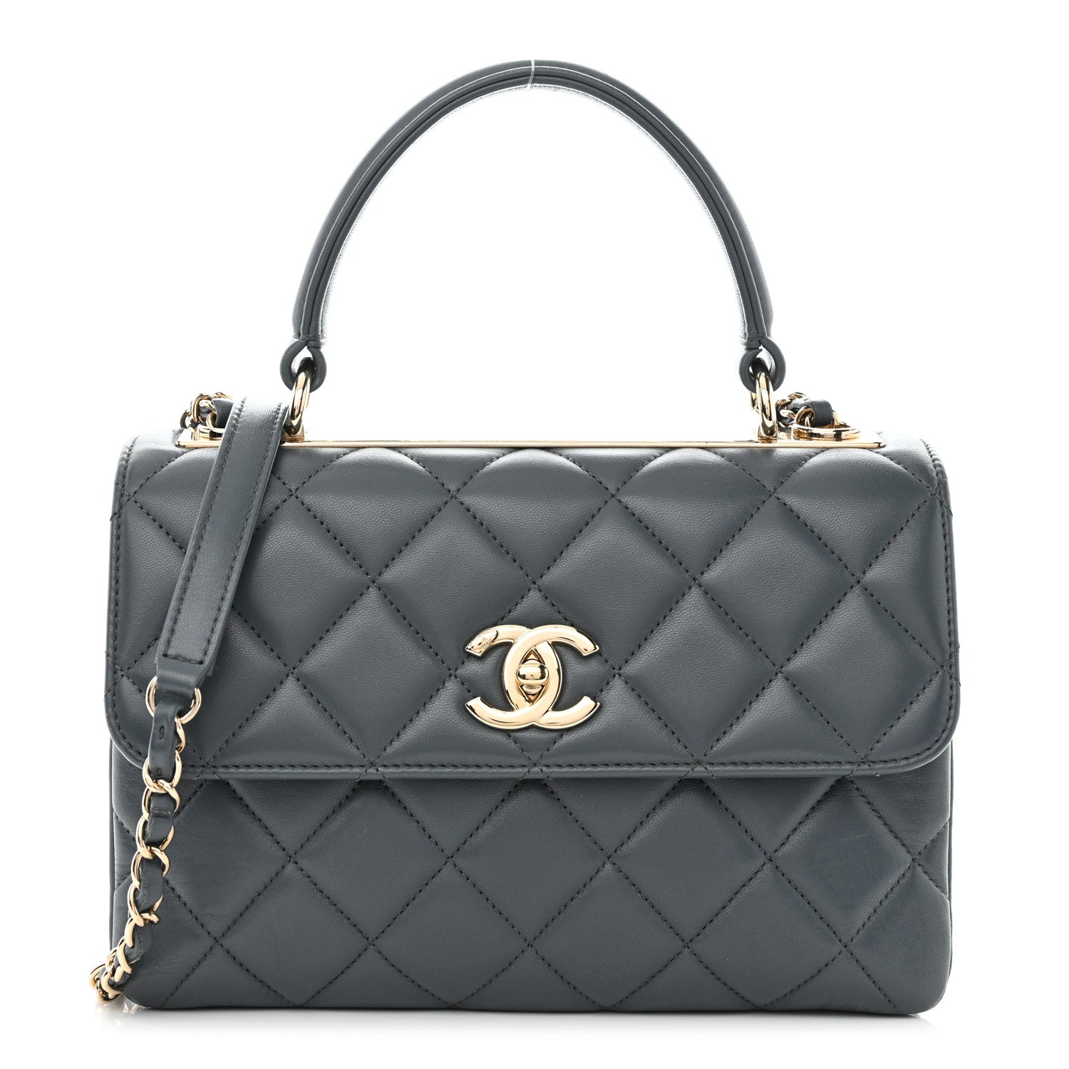 Chanel Lambskin Quilted Small Trendy CC Dual Handle Flap Bag Grey 1 of 13