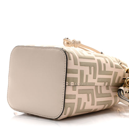 Fendi Vitello Liberty F is Fendi Bi-Color FF 1974 Embossed Mini Mon Tresor Bucket Bag Camelia Mandorlo 9 of 9