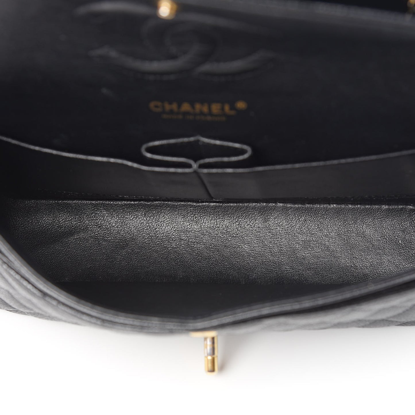 Caviar Quilted Medium Double Flap Black
