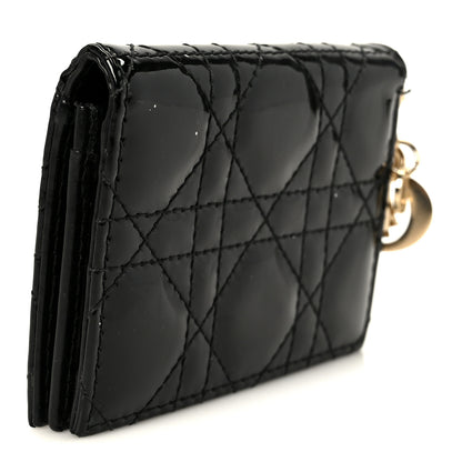 Christian Dior Patent Cannage Small Lady Dior Flap Card Holder Black 3 of 8