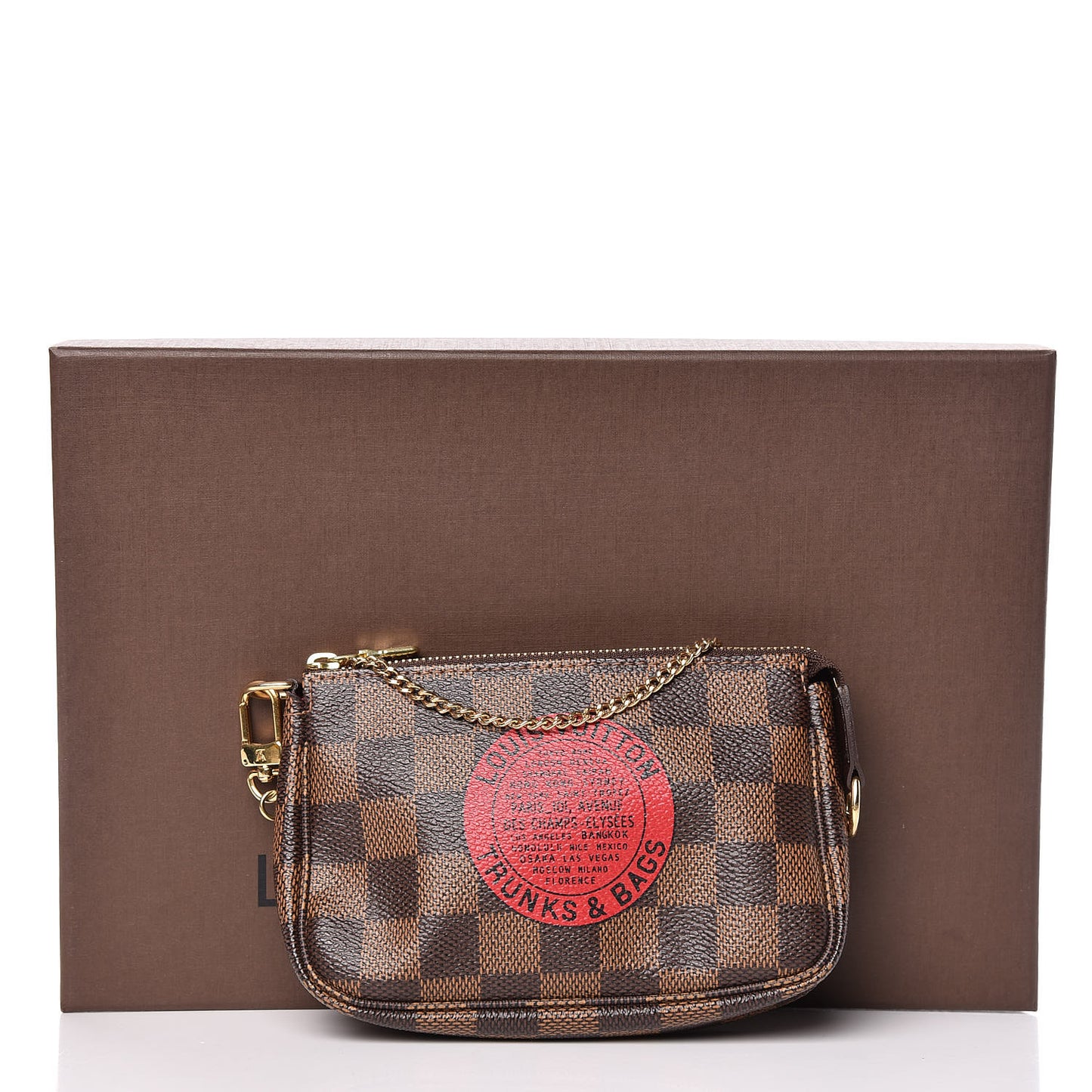 Damier Ebene Complice Trunks and Bags Mini Pochette Accessories Red