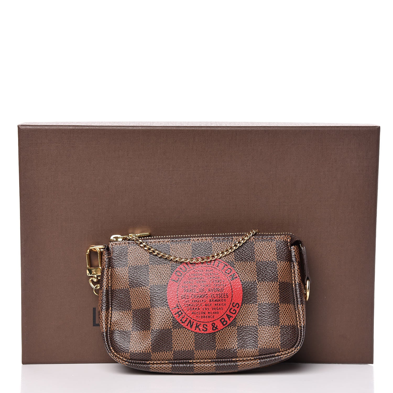 Louis Vuitton Damier Ebene Complice Trunks and Bags Mini Pochette Accessories Red 11 of 11