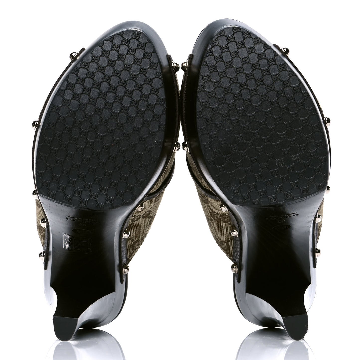Monogram Cellarius Soft Calfskin Icon Bit Platform High Heel Slides 39.5 Beige Ebony Cocoa