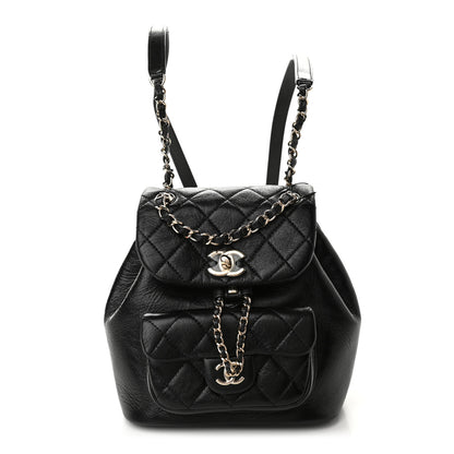 Chanel Glazed Aged Calfskin Quilted Small Duma Drawstring Backpack Black 1 of 9