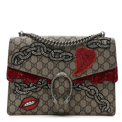 Gucci GG Supreme Monogram Embroidered Medium Dionysus Shoulder Bag Beige Multi 1 of 10