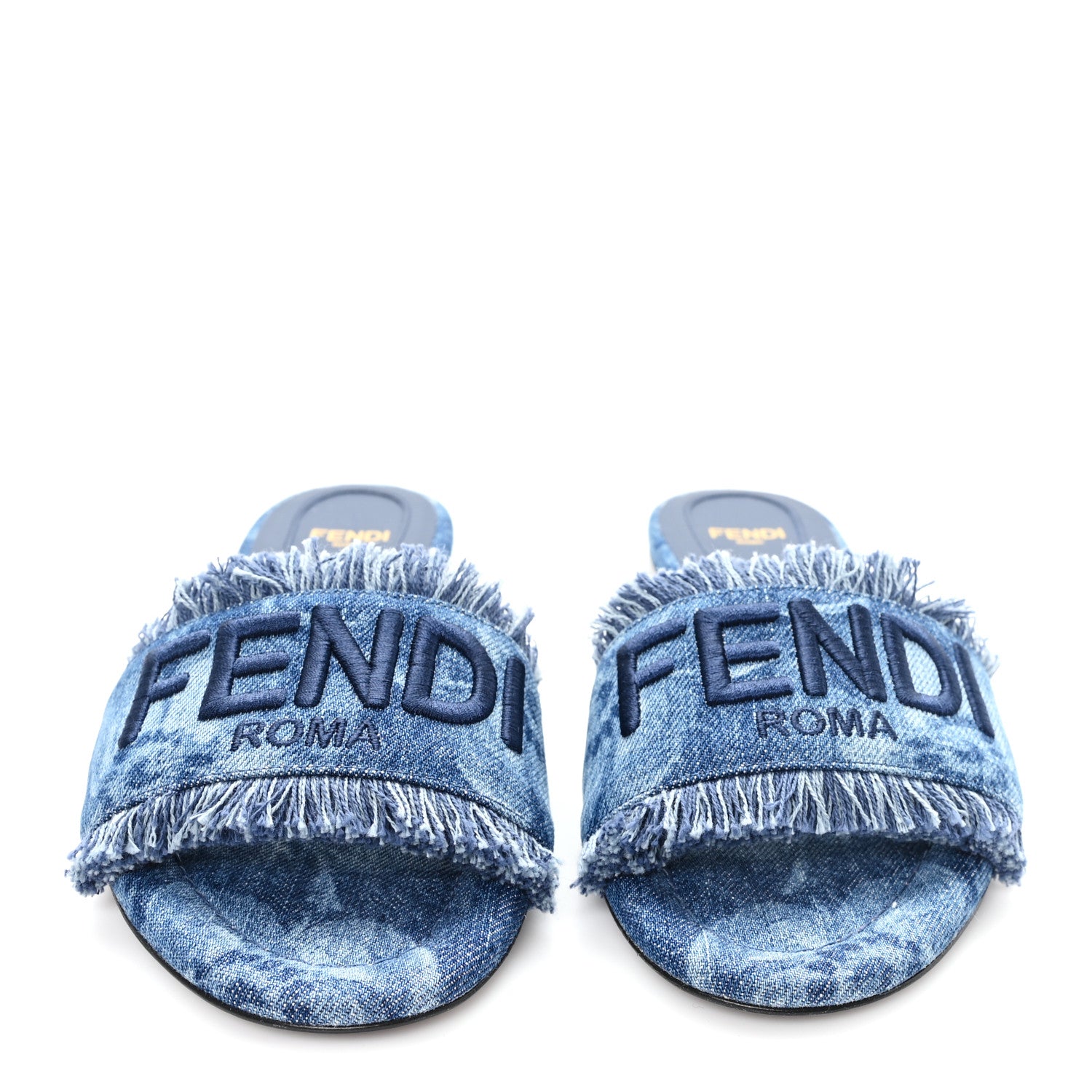 Fendi Denim Womens Sunshine Slide Sandals 37 Blue 3 of 9