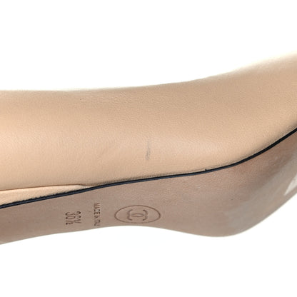 Chanel Lambskin Grosgrain Cap Toe CC Pumps 36.5 Beige Black 7 of 7