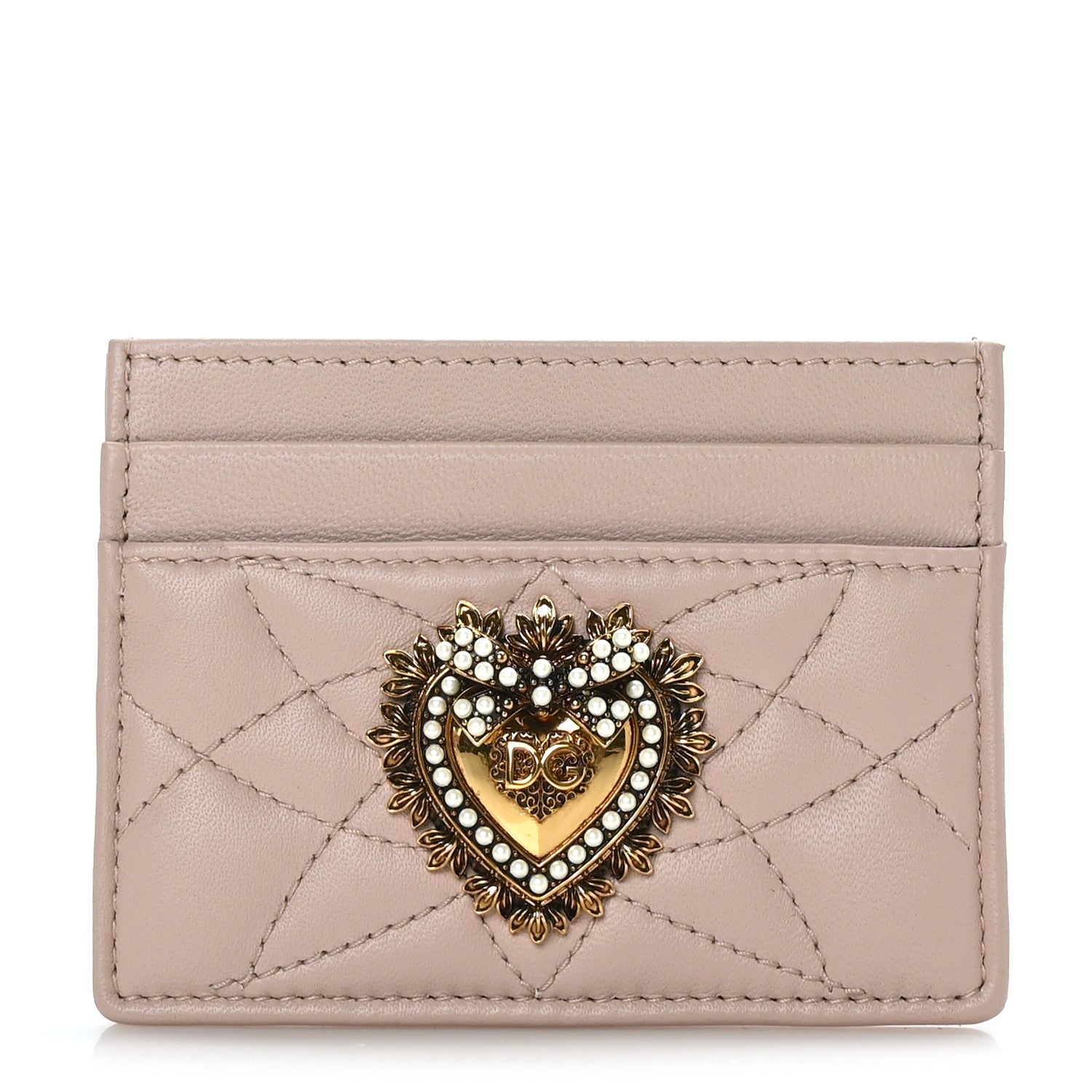 Dolce & Gabbana Nappa Matelasse Devotion Card Holder Pink 1 of 7