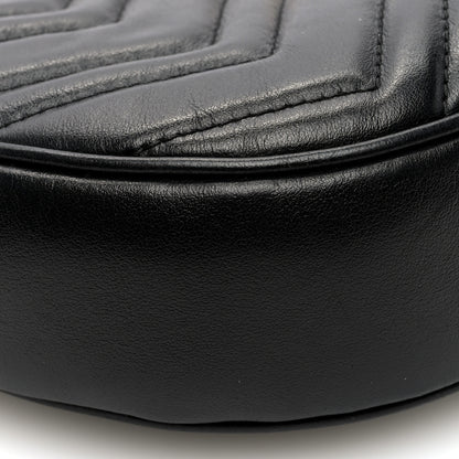 Gucci Calfskin Matelasse Chevron Mini GG Marmont Half Moon Hobo Black 8 of 10