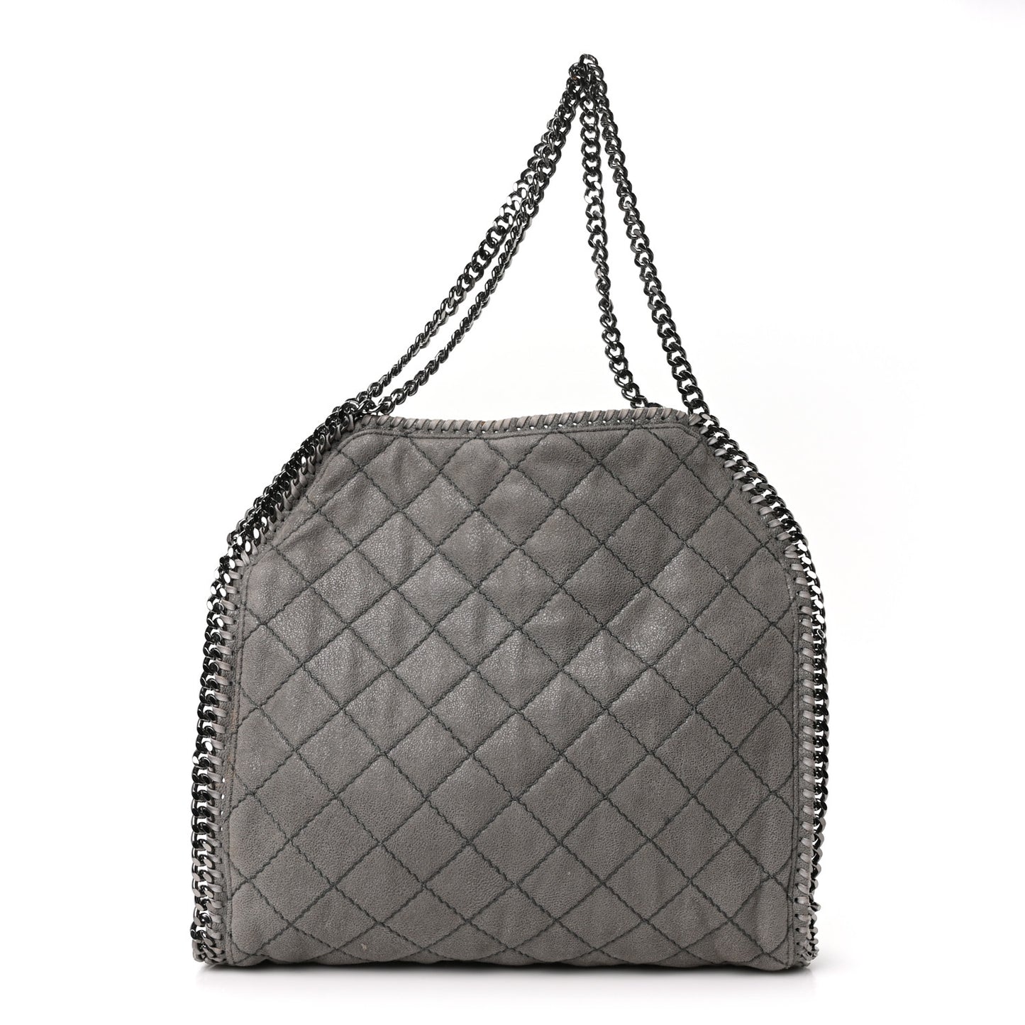 Shaggy Deer Quilted Small Falabella Tote  Light Grey