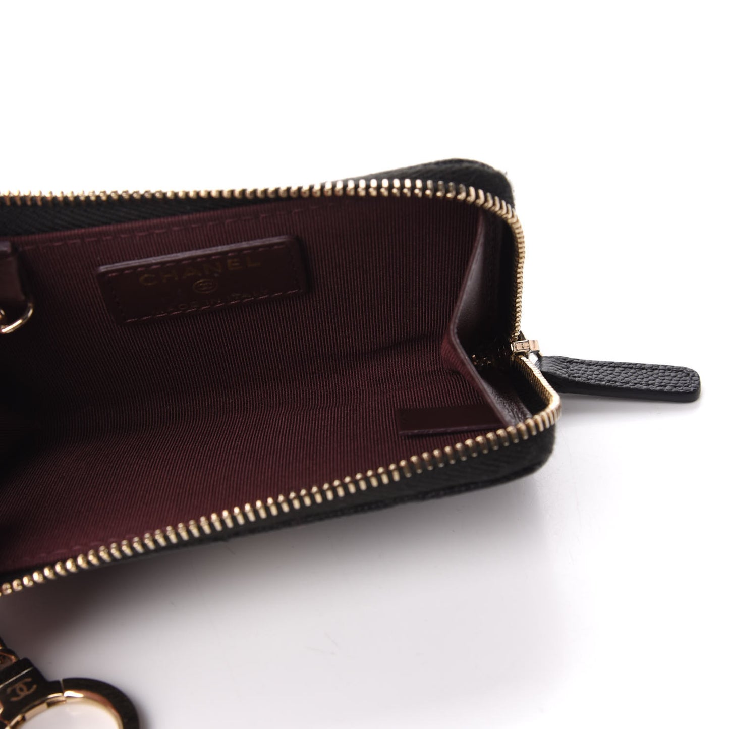 Caviar Quilted Zipped Key Holder Case Black