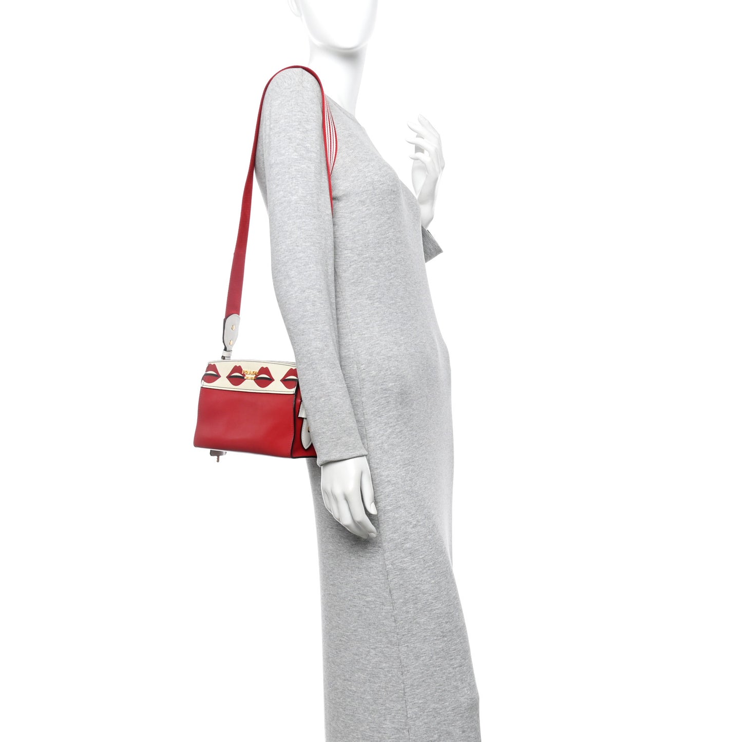 City Calf Saffiano Esplanade Crossbody Bag Fuoco White