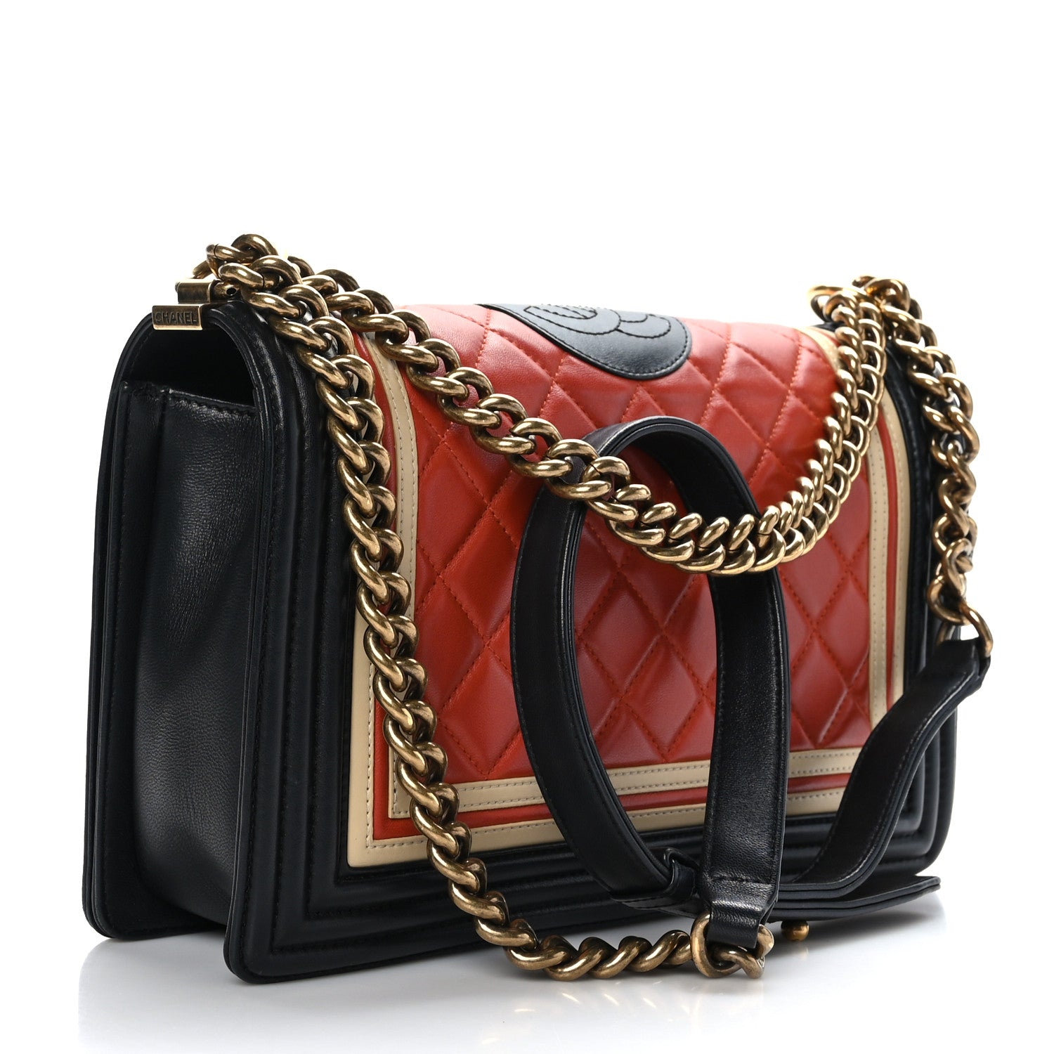 Chanel Lambskin Quilted Crest Embellished New Medium Boy Flap Multicolor 3 of 9