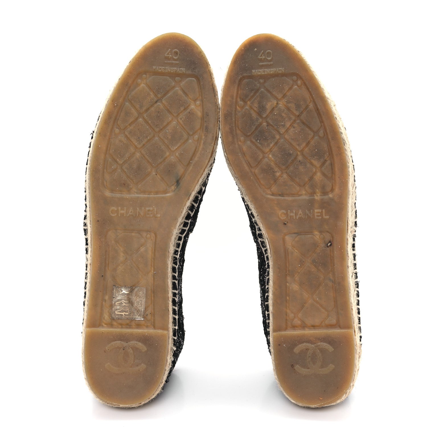 Chanel Tweed Patent Goatskin Sequin CC Espadrilles 40 Black 6 of 10
