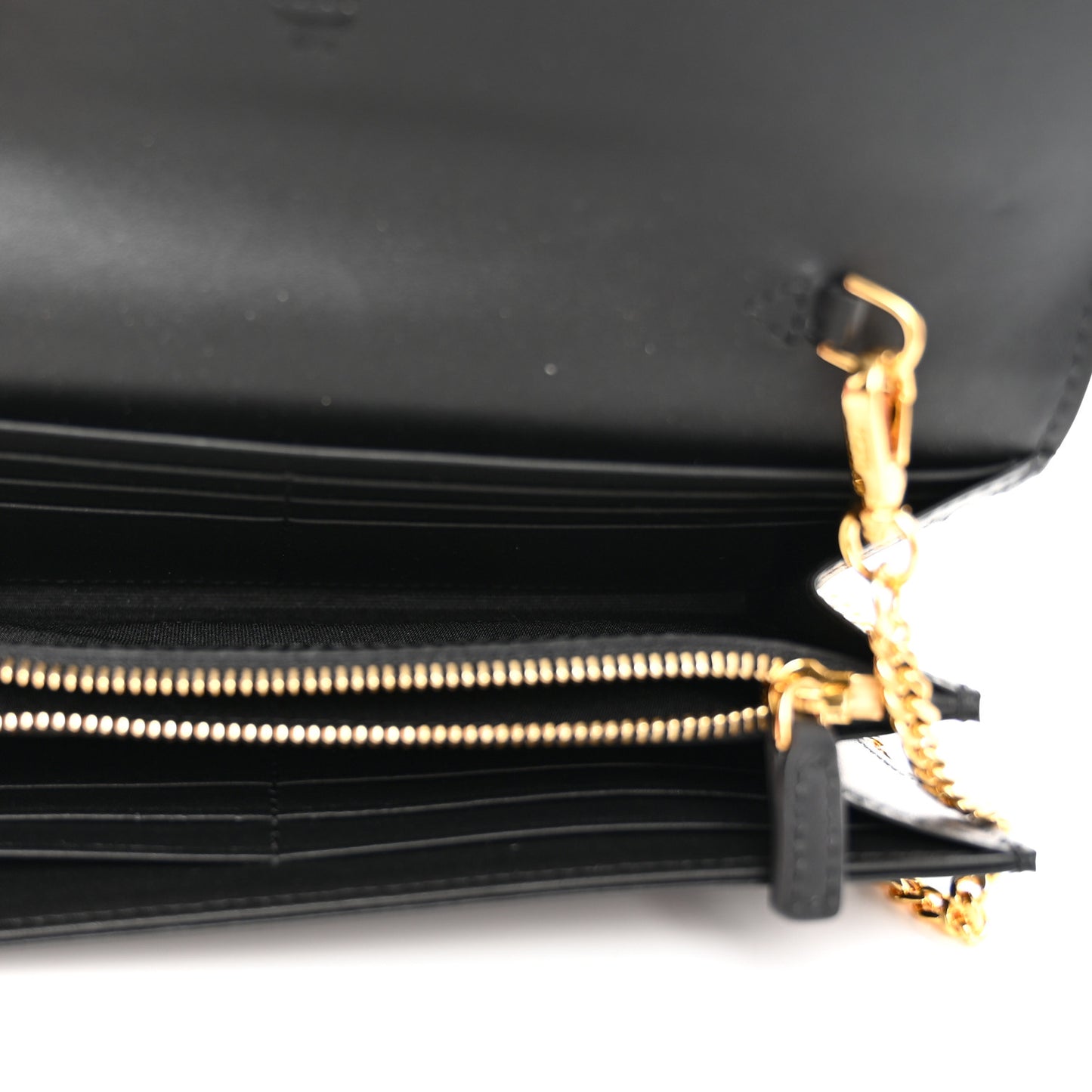 Visetos Calfskin Large Mena Crossbody Wallet On Chain Cognac Black