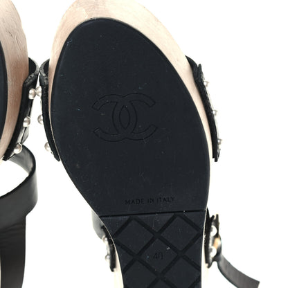 Chanel Wood Calfskin CC Hinge Wedge 40 Black 6 of 9