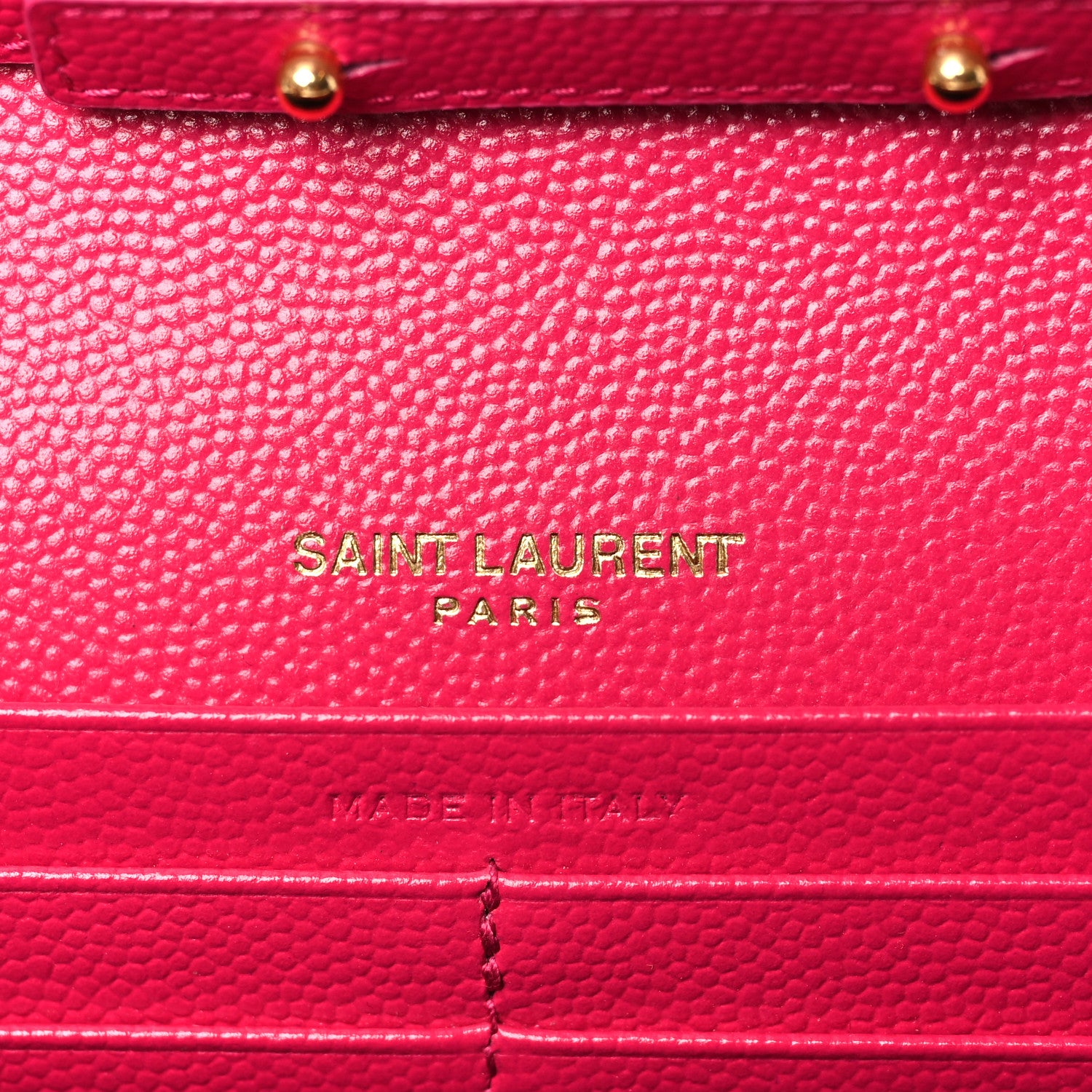 Saint Laurent Grain De Poudre Matelasse Chevron Monogram Chain Wallet Lipstick Fuchsia 6 of 9