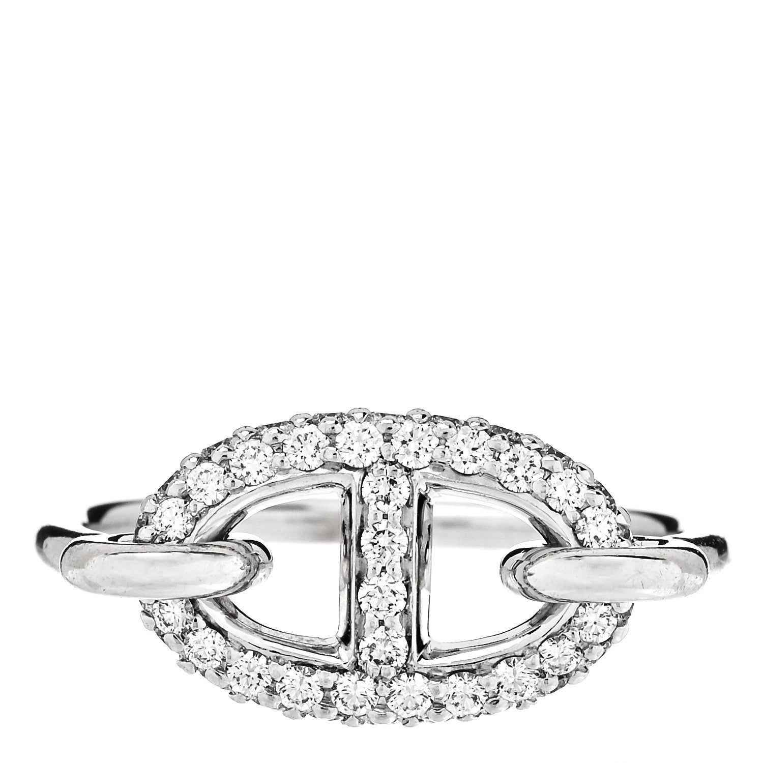 Hermes 18K White Gold Diamond Farandole Ring 50 5.25 1 of 5