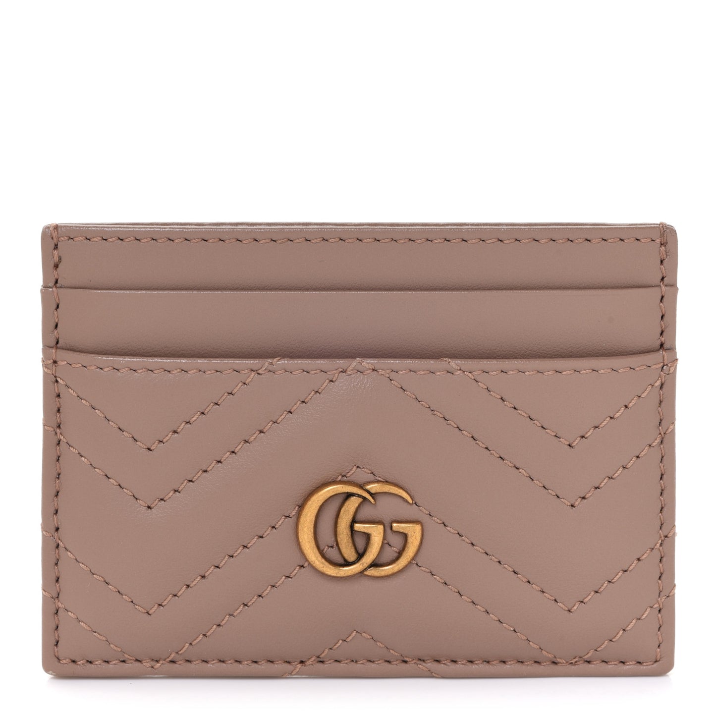 Calfskin Matelasse GG Marmont Card Holder Porcelain Rose