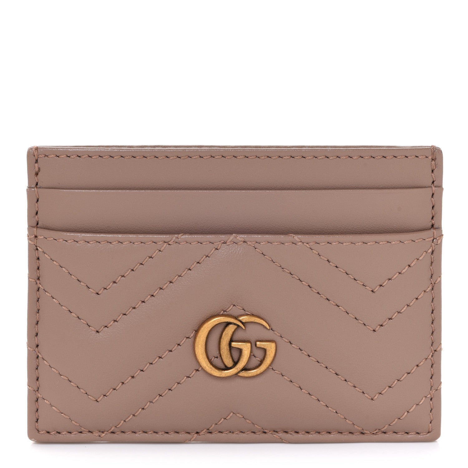 Gucci Calfskin Matelasse GG Marmont Card Holder Porcelain Rose 1 of 11
