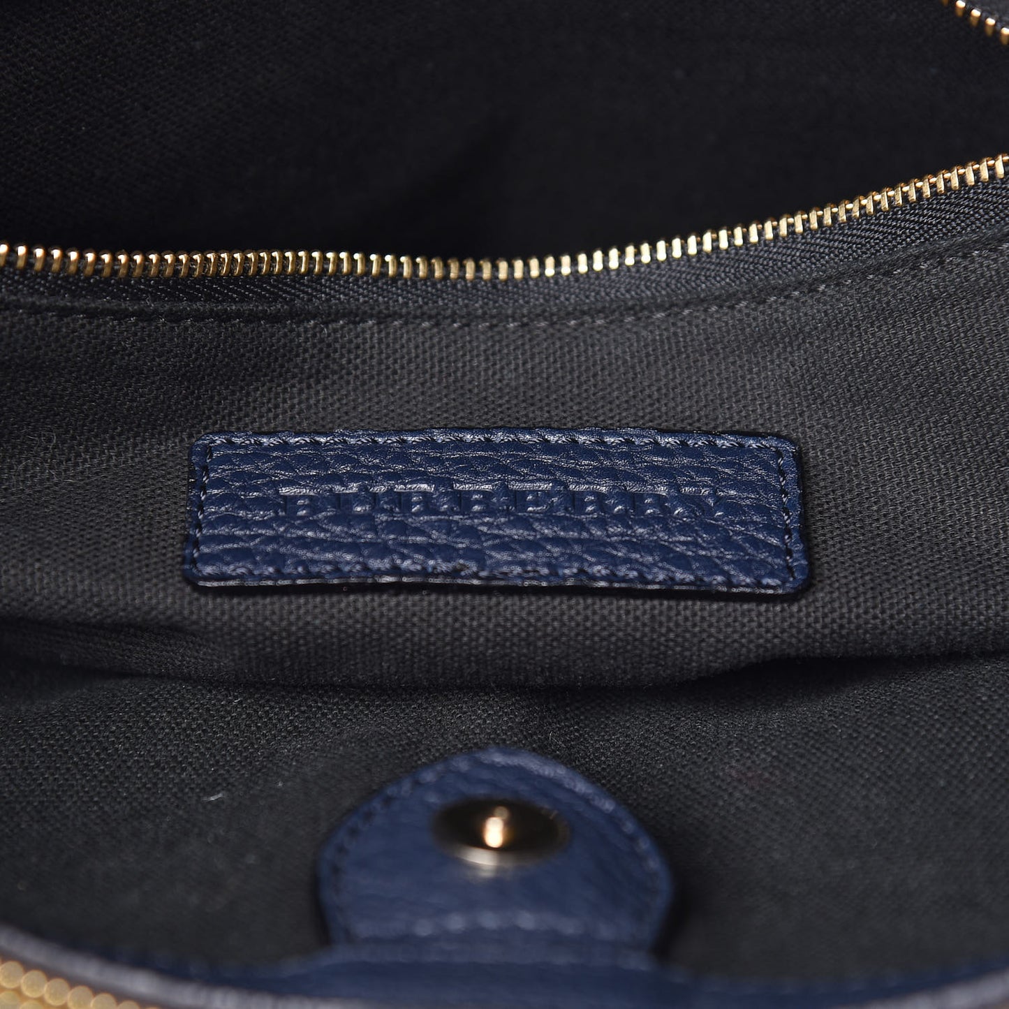 Grainy Calfskin House Check Medium Banner Tote Ink Blue