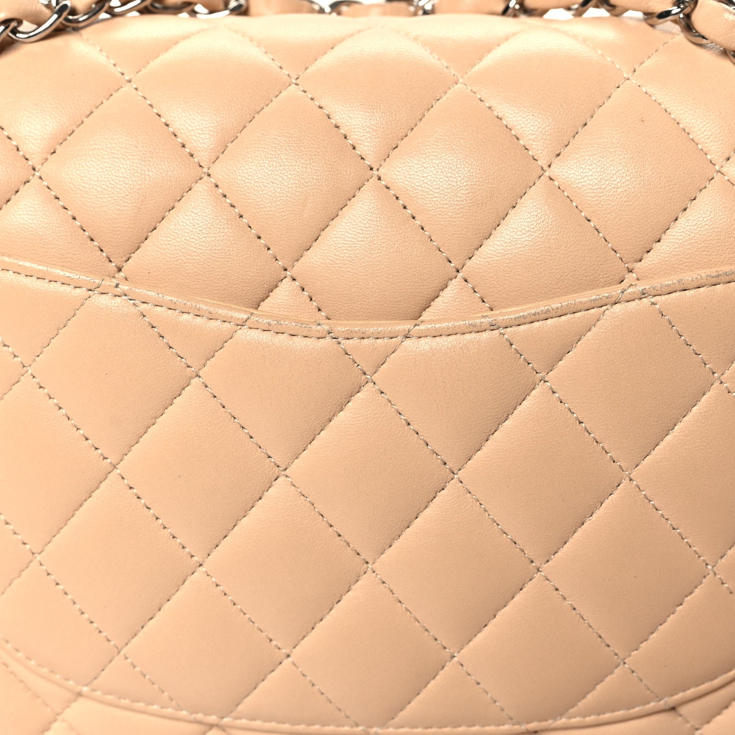 Lambskin Quilted Medium Double Flap Beige