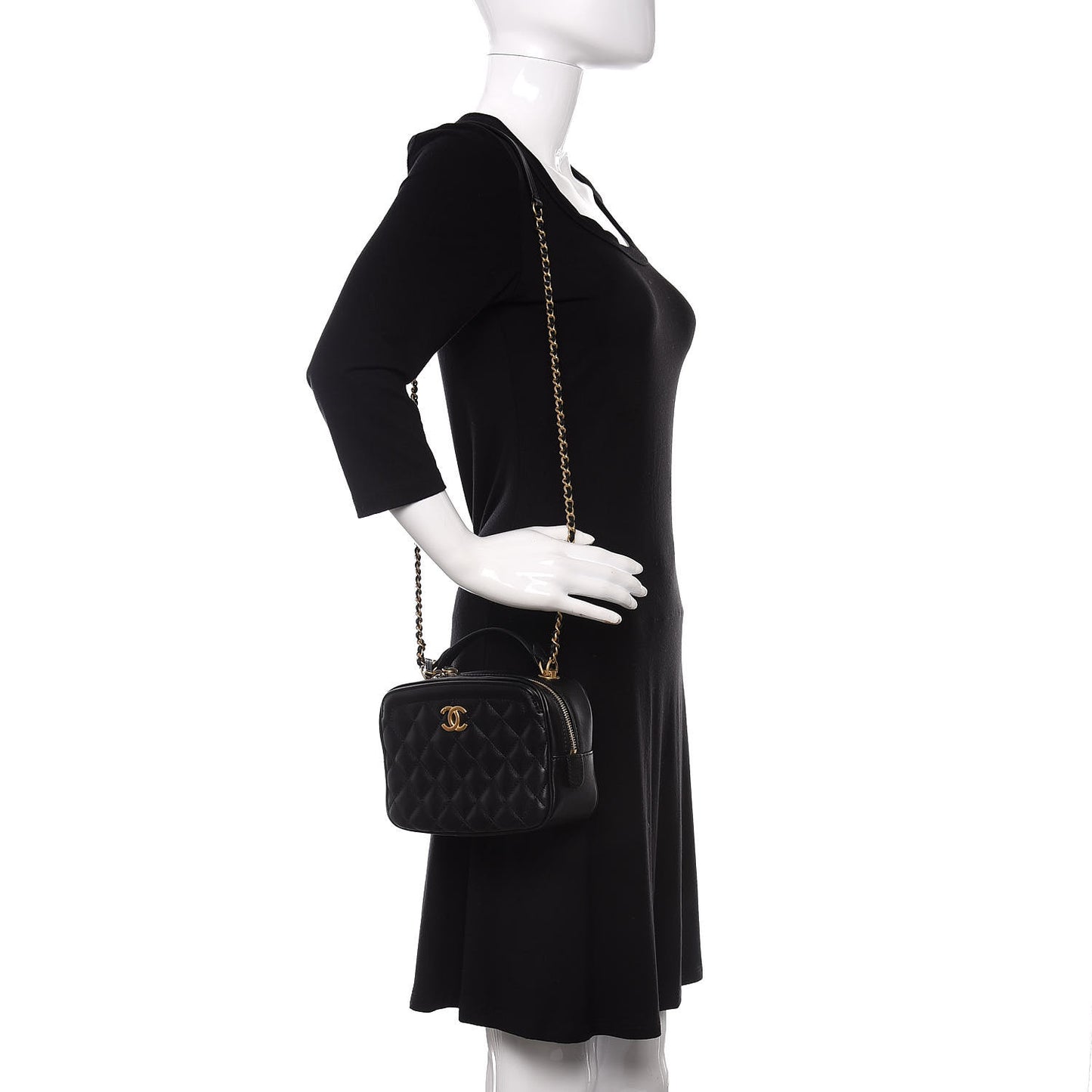 Calfskin Quilted CC Vanity Case Black