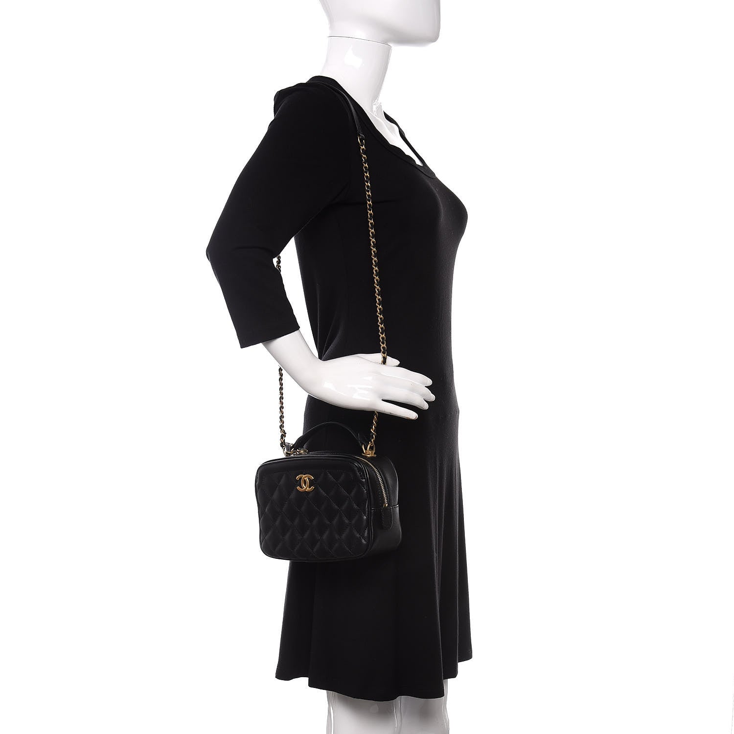 Chanel Calfskin Quilted CC Vanity Case Black 2 of 12