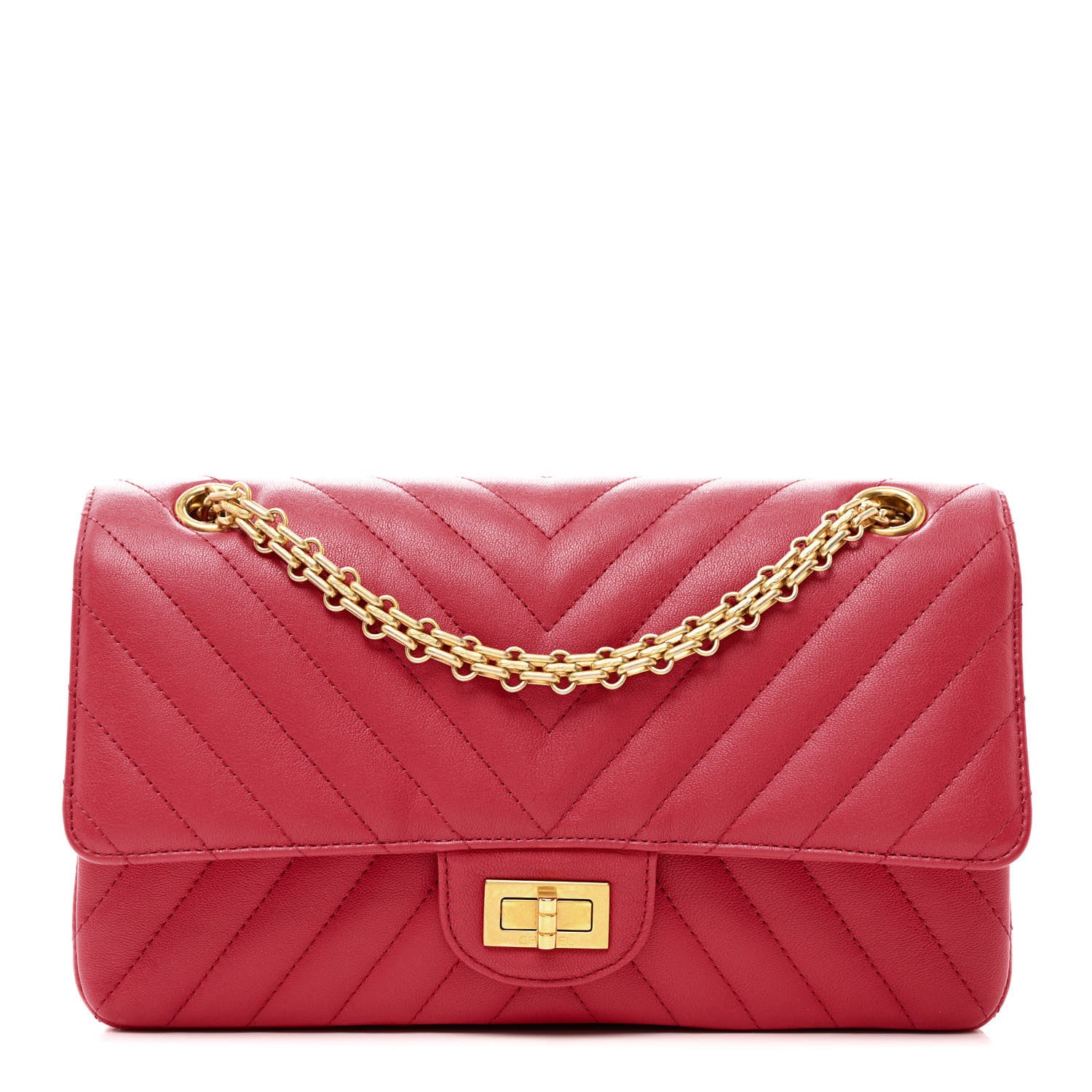 Chanel Sheepskin Chevron Quilted 2.55 Reissue 225 Flap Dark Pink 1 of 11