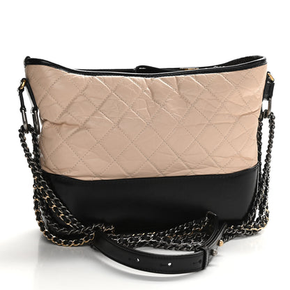 Chanel Aged Calfskin Quilted Medium Gabrielle Hobo Beige Black 3 of 11
