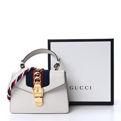 Gucci Calfskin Mini Sylvie Top Handle Bag White 10 of 10