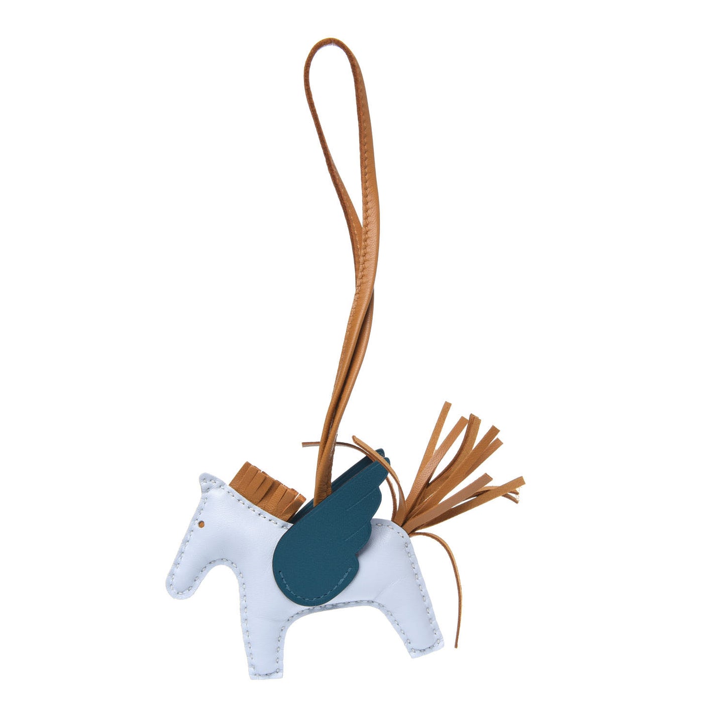 Milo Lambskin Grigri Rodeo Pegase Horse Bag Charm PM Bleu Brume Sesame Vert Bosphore