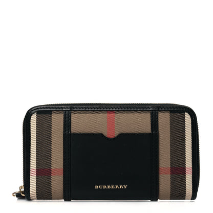 Burberry House Check Large Sartorial Ziggy Zip Around Wallet Black 1 of 7