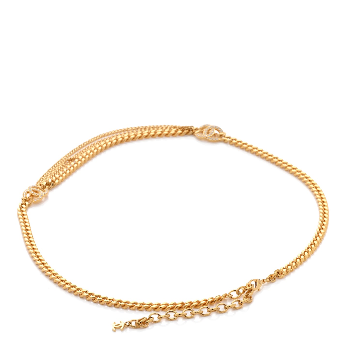 Crystal CC Multi Strand Chain Belt Gold