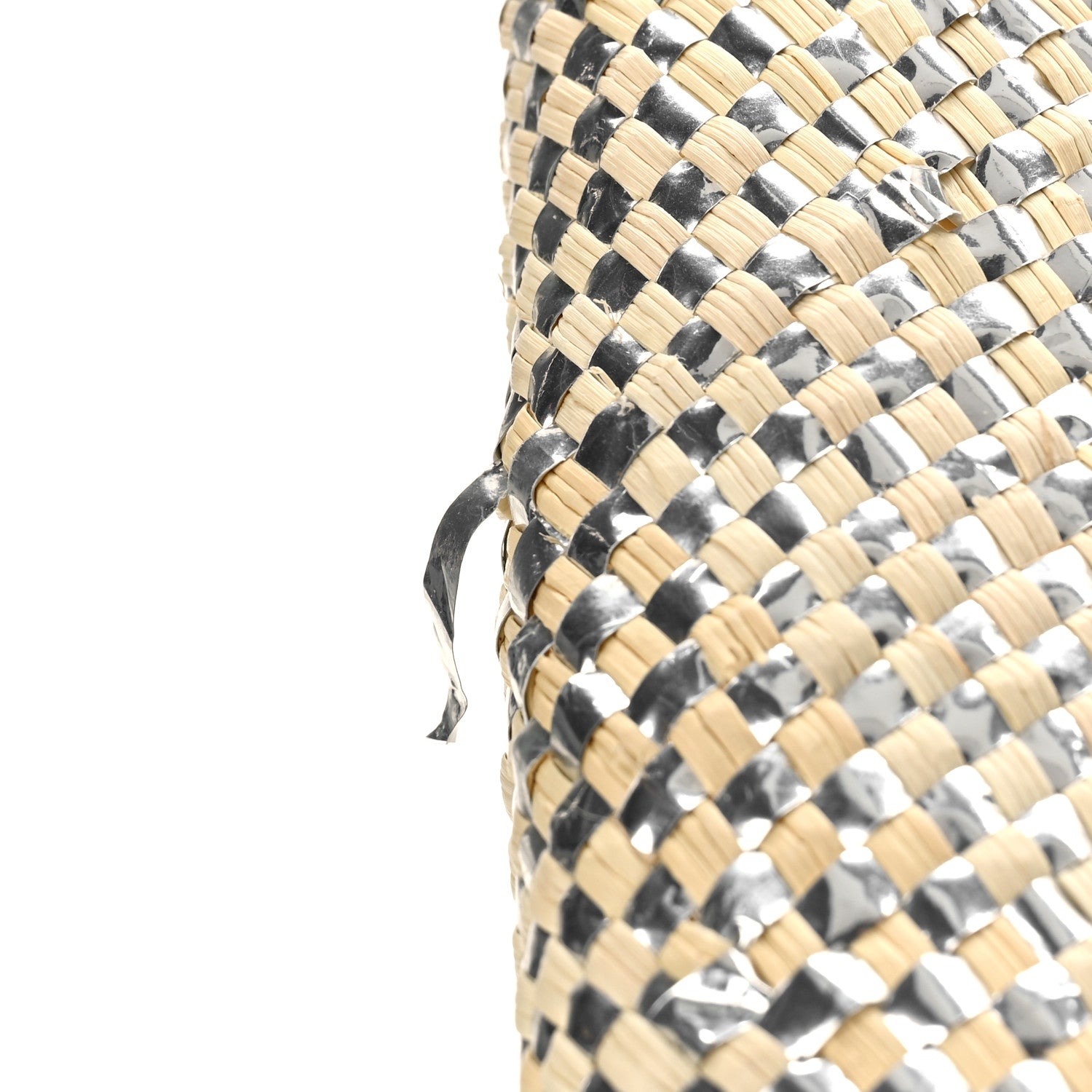 Loewe Calfskin Raffia Paulas Ibiza Sparkling Metallic Anagram Basket Tote Bag Natural Silver 10 of 10
