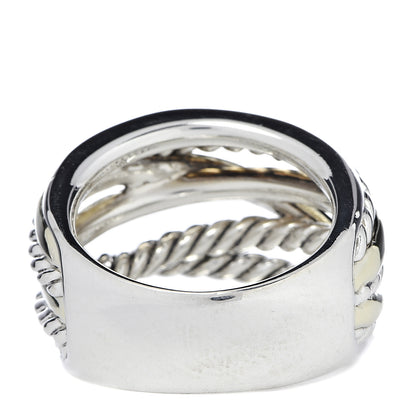 David Yurman Sterling Silver 14K Yellow Gold Wide Crossover Ring 57 8 3 of 4