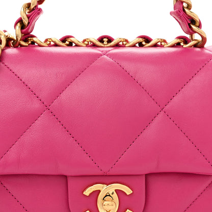 Chanel Lambskin Quilted Small Chain Top Handle Flap Fuchsia 8 of 11
