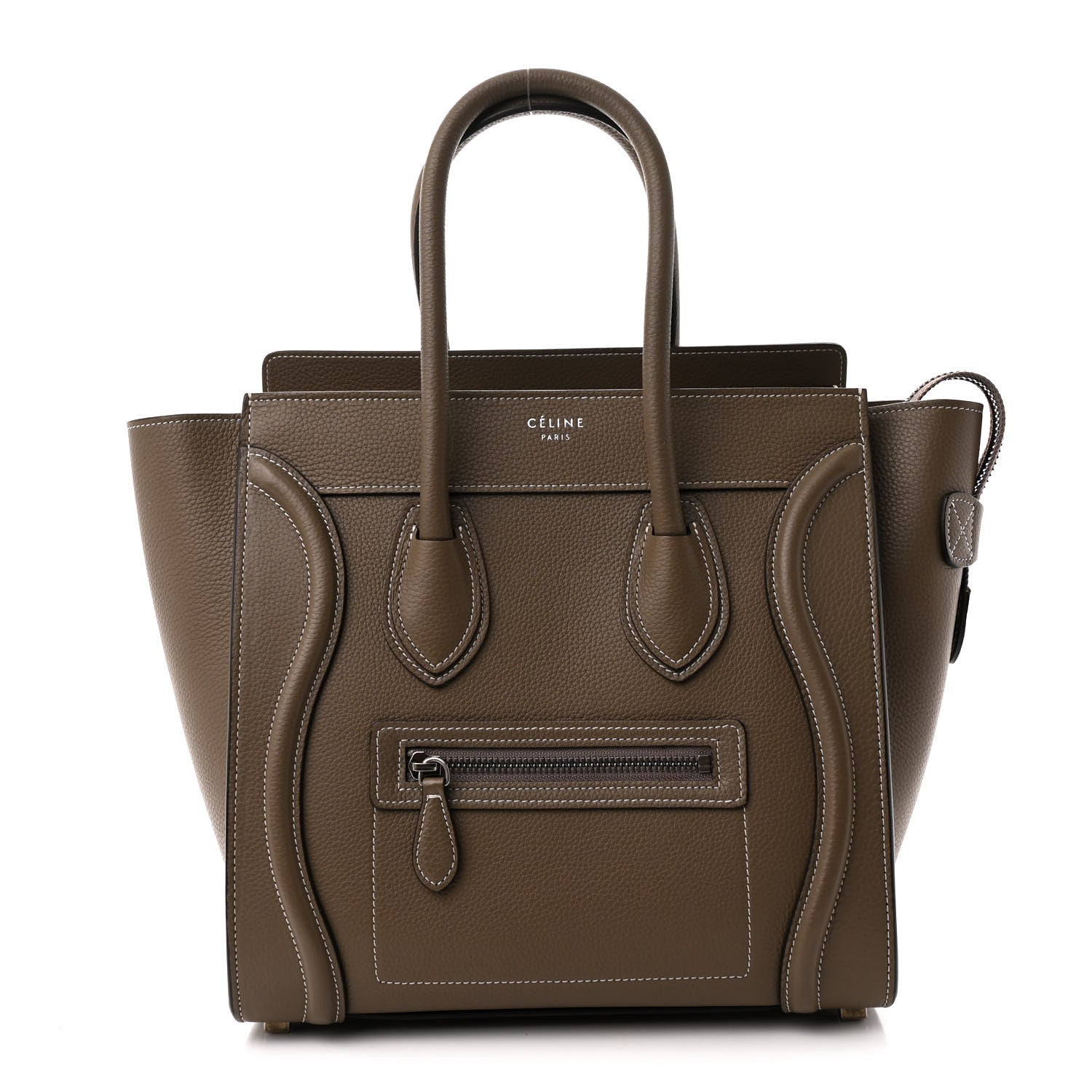 Celine Drummed Calfskin Micro Luggage Souris 1 of 10