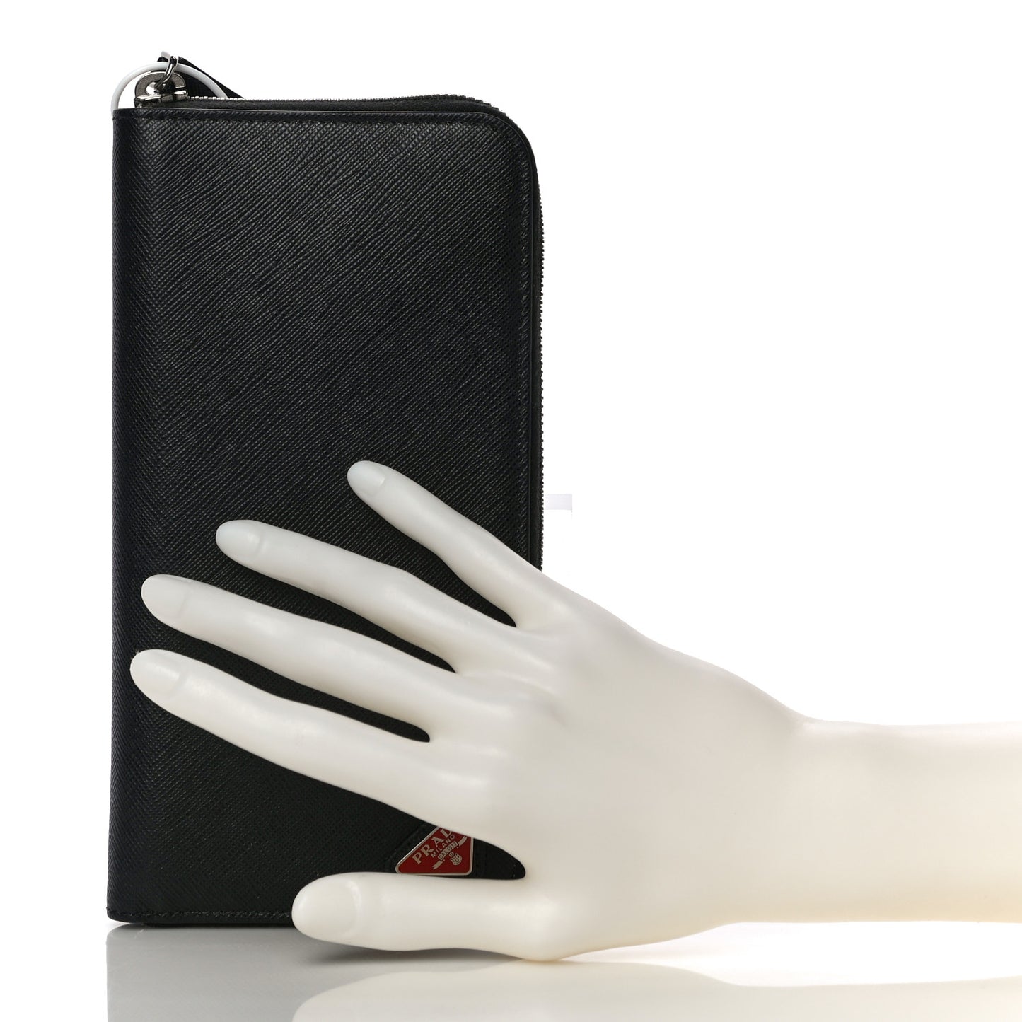 Saffiano Zip Around Portfolio Wallet Black Rosso