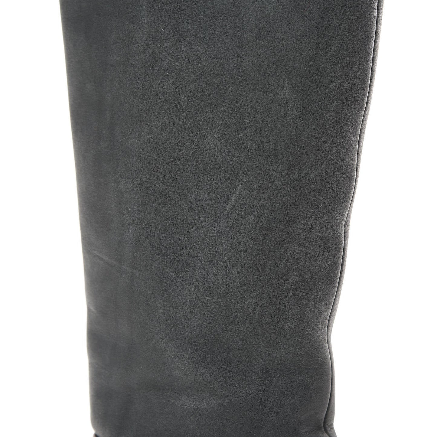 Waxed Suede Calfskin Knee High Boots 35.5 Black Dark Brown