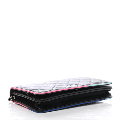 Chanel Lambskin Quilted Wallet On Chain WOC Black Pink Light Blue 3 of 4