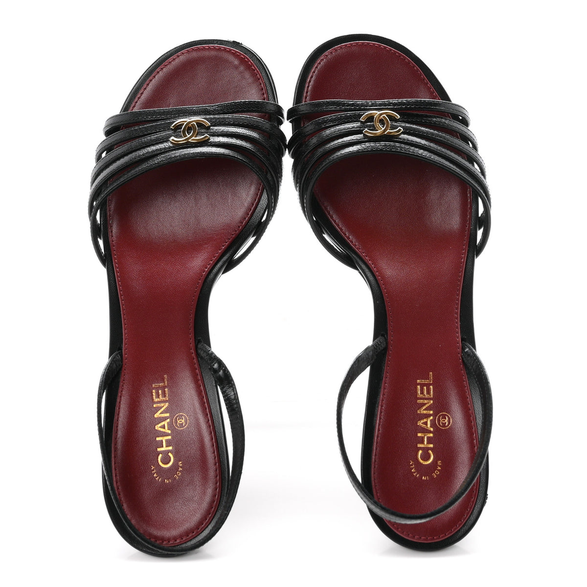 Chanel Goatskin CC Caged Sandals 38 Black 2 of 8