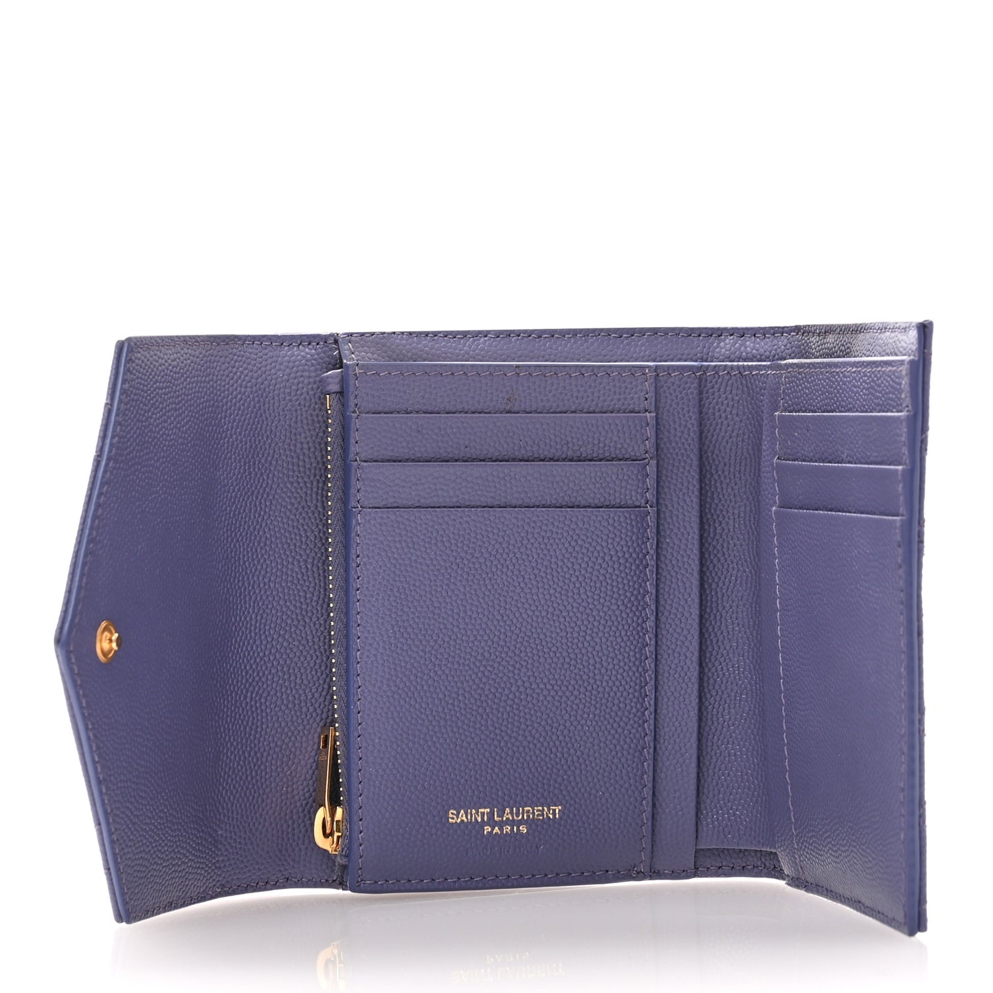 Grain De Poudre Mixed Matelasse Triquilt Monogram Compact Tri Fold Wallet Dark Wisteria