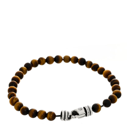 David Yurman Sterling Silver Red Tiger Eye 6mm Spiritual Beads Bracelet 2 of 3