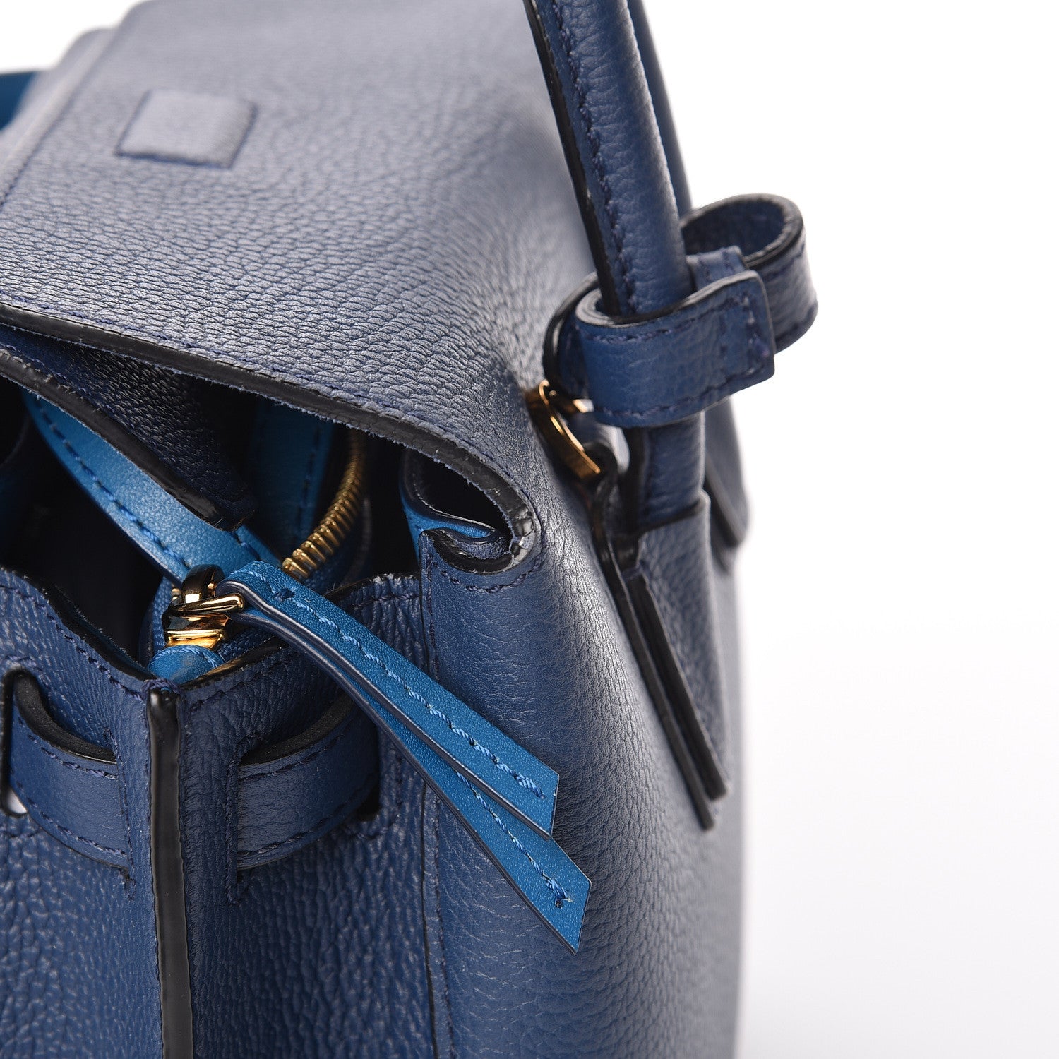 MCM Grained Calfskin Mini Milla Tote Navy 16 of 19