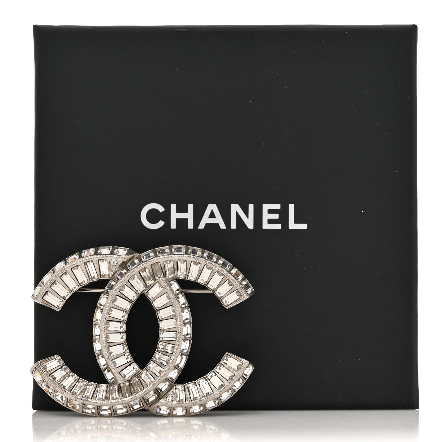 Baguette Crystal CC Brooch Silver