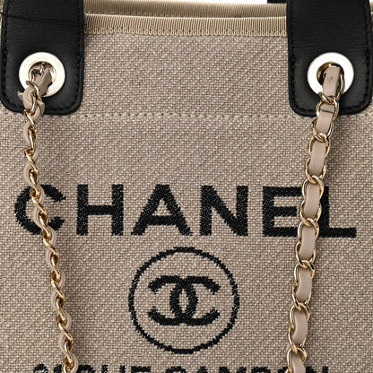 Chanel Mixed Fibers Small Deauville Tote Beige Black 9 of 11