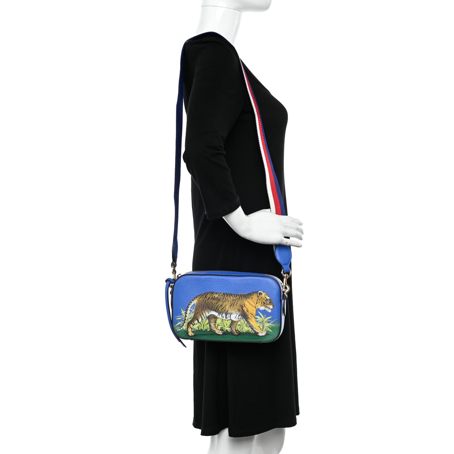 Gucci Calfskin Sylvie Tiger Print Camera Bag Multicolor Dark Sky 2 of 10