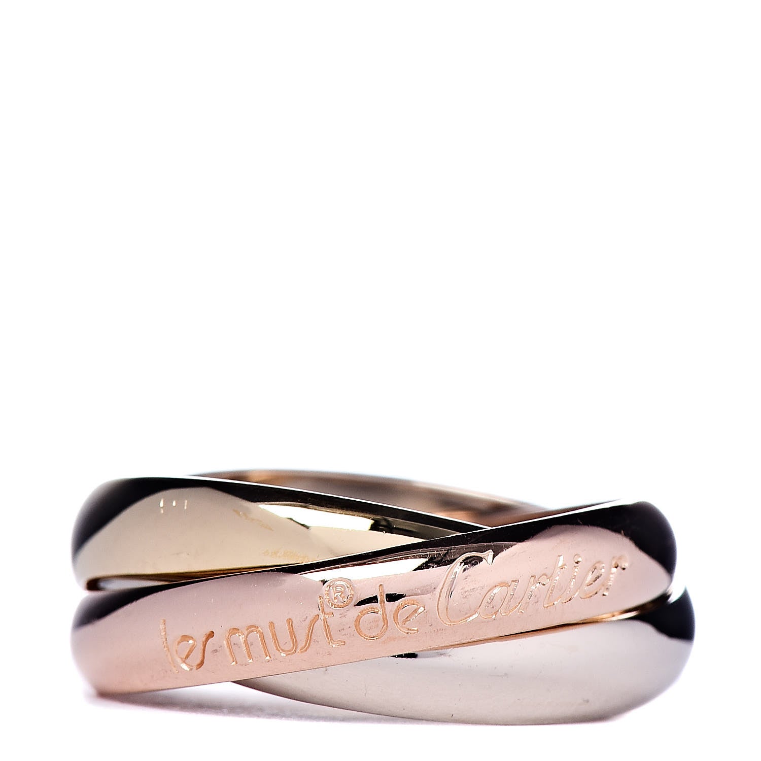 Cartier 18K Pink Yellow White Gold Classic Les Must De Trinity Ring 51 5.75 1 of 5